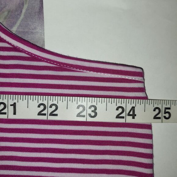 Dip Tank Top Womens Plus Size 2X Stretch Sleeveless Striped Lightweight Shirt - Picture 8 of 9